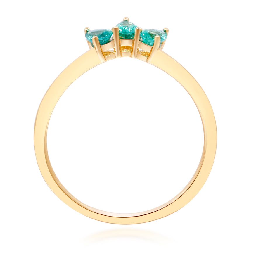 Radiant Elegance: Reese 10K Yellow Gold Ring with Pear-Cut Natural Zambian Emerald