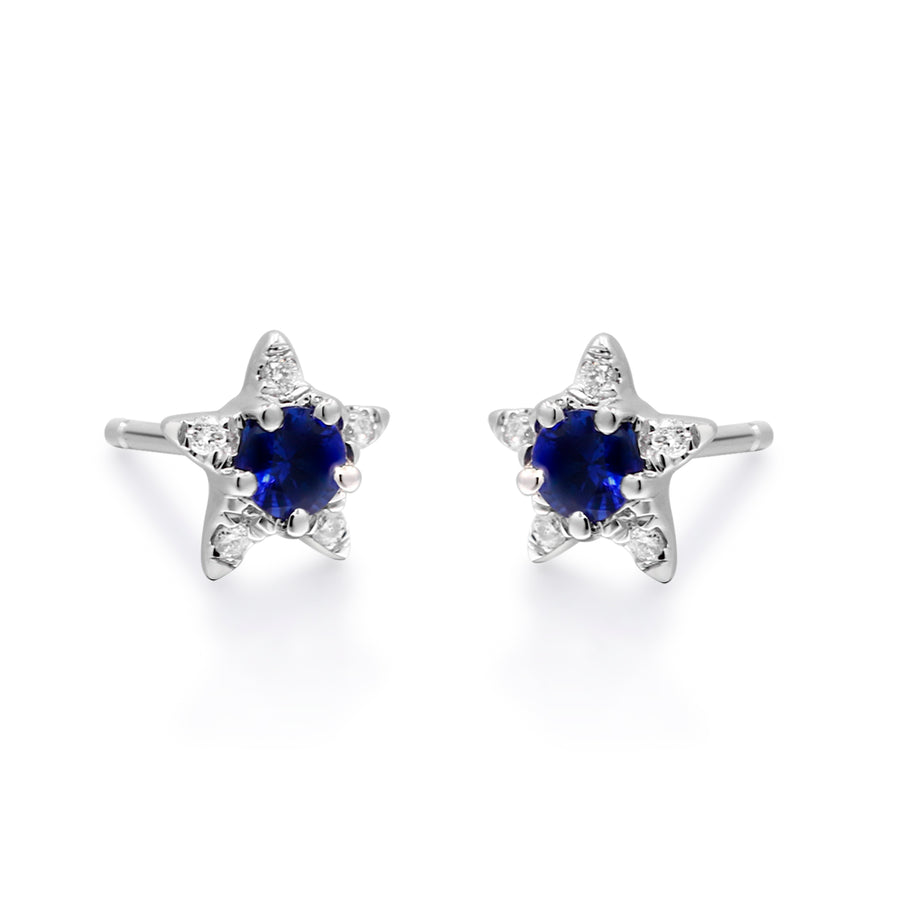 Maren 10K White Gold Round-Cut Ceylon Blue Sapphire Earring