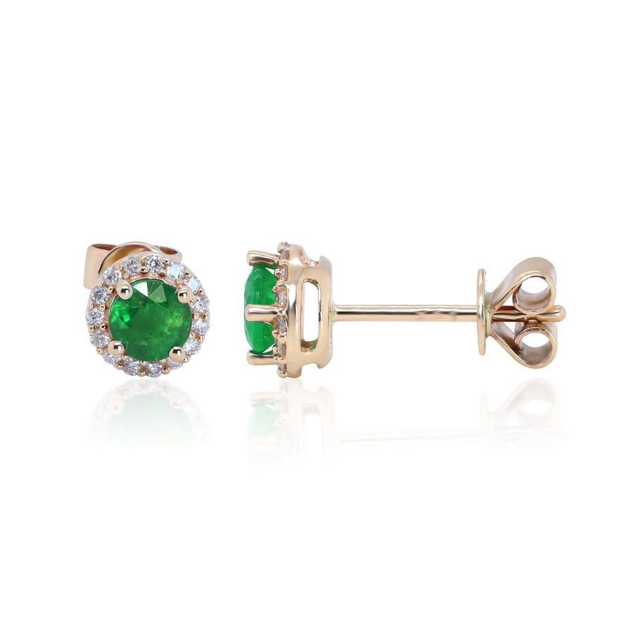 Sandra 14K Yellow Gold Round-Cut Emerald Earrings