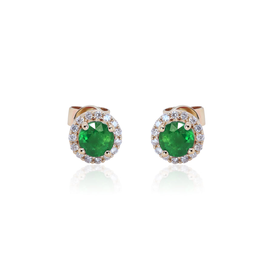 Sandra 14K Yellow Gold Round-Cut Emerald Earrings