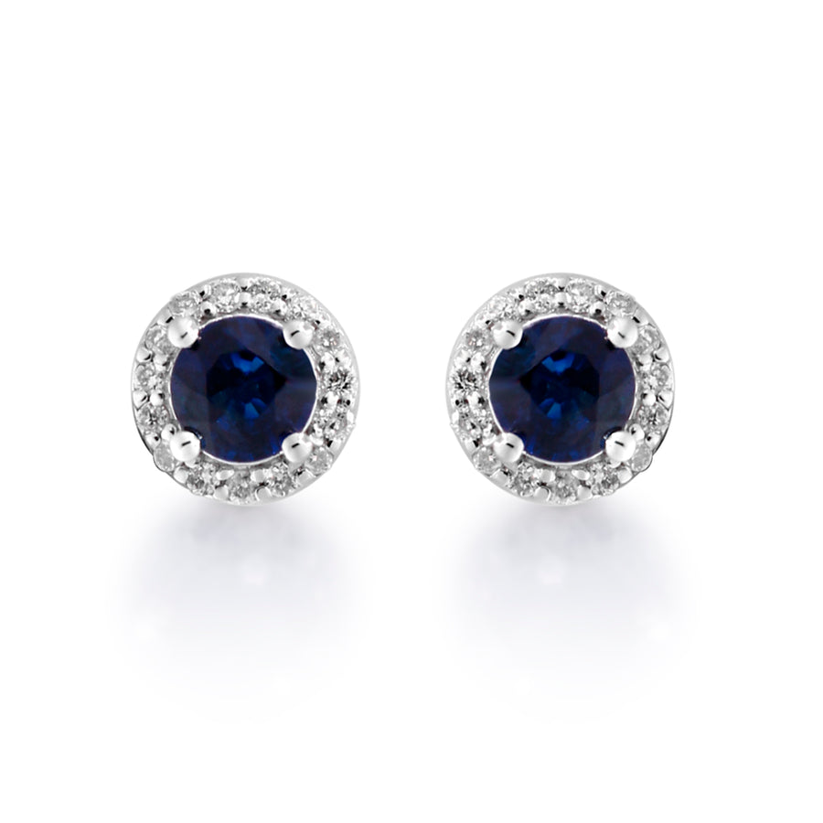 Sofia 14K White Gold Round-Cut Ceylon Blue Sapphire Earring