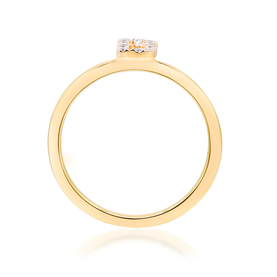 B Initial 14K Yellow Gold Round-Cut White Diamond Ring