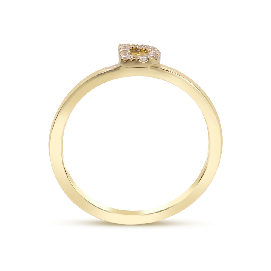 D Initial 14K Yellow Gold Round-Cut White Diamond Ring