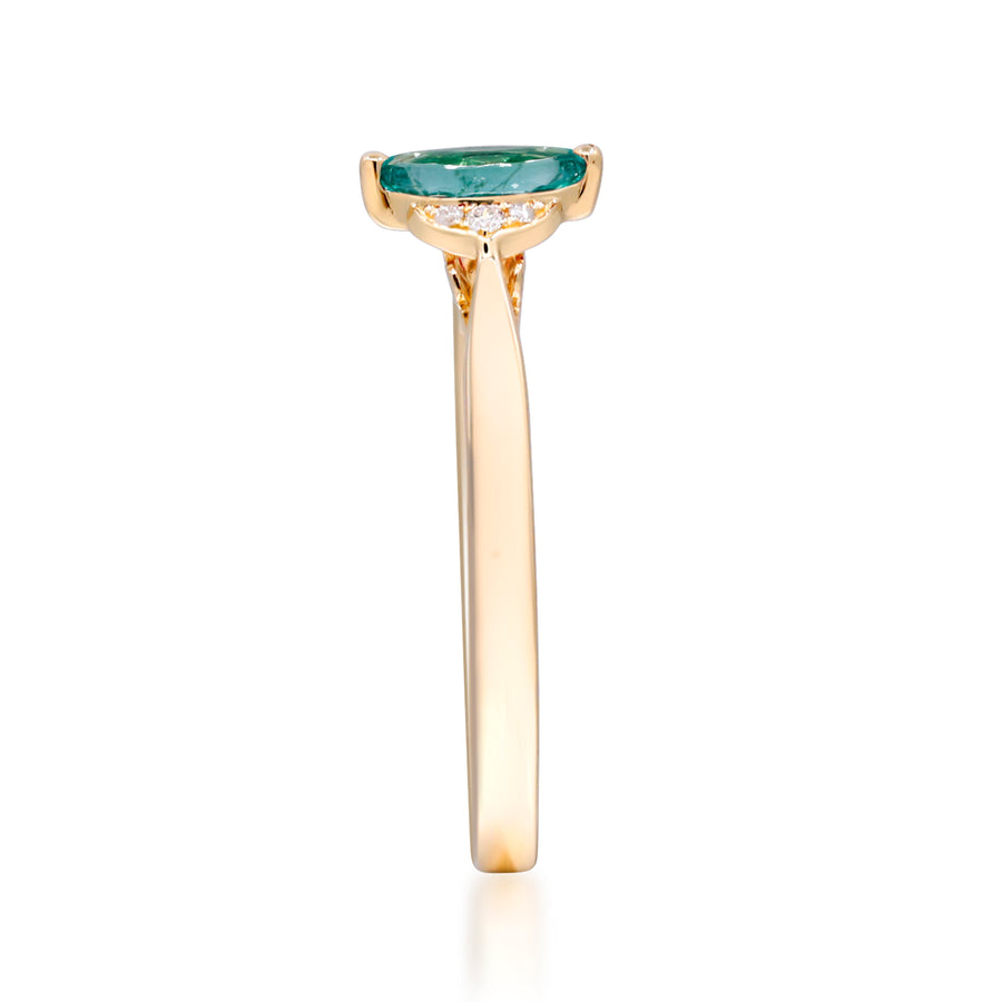 Enchanting Elegance: Blair 14K Yellow Gold Ring with Marquise-Cut Natural Zambian Emerald