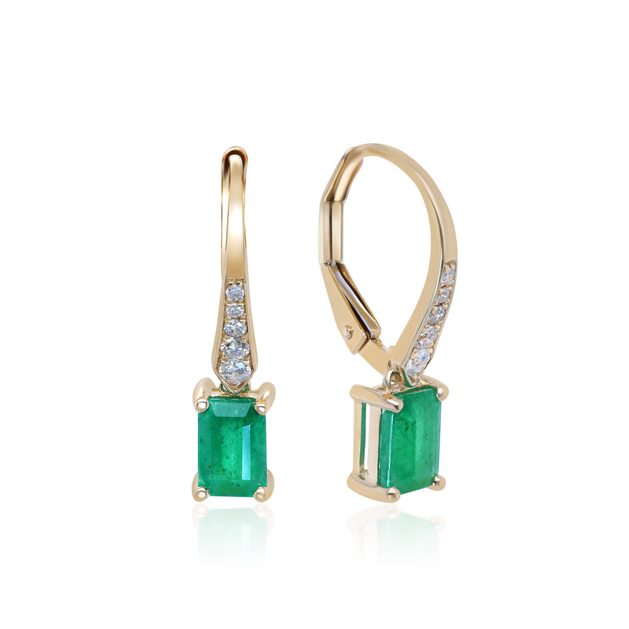 Eva 14K Yellow Gold Emerald-Cut Emerald Earrings