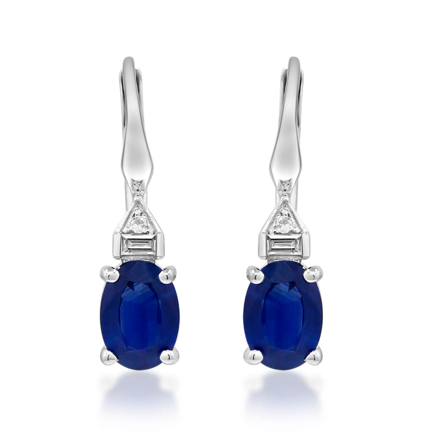 Arielle 10K White Gold Oval-Cut Ceylon Blue Sapphire Earring