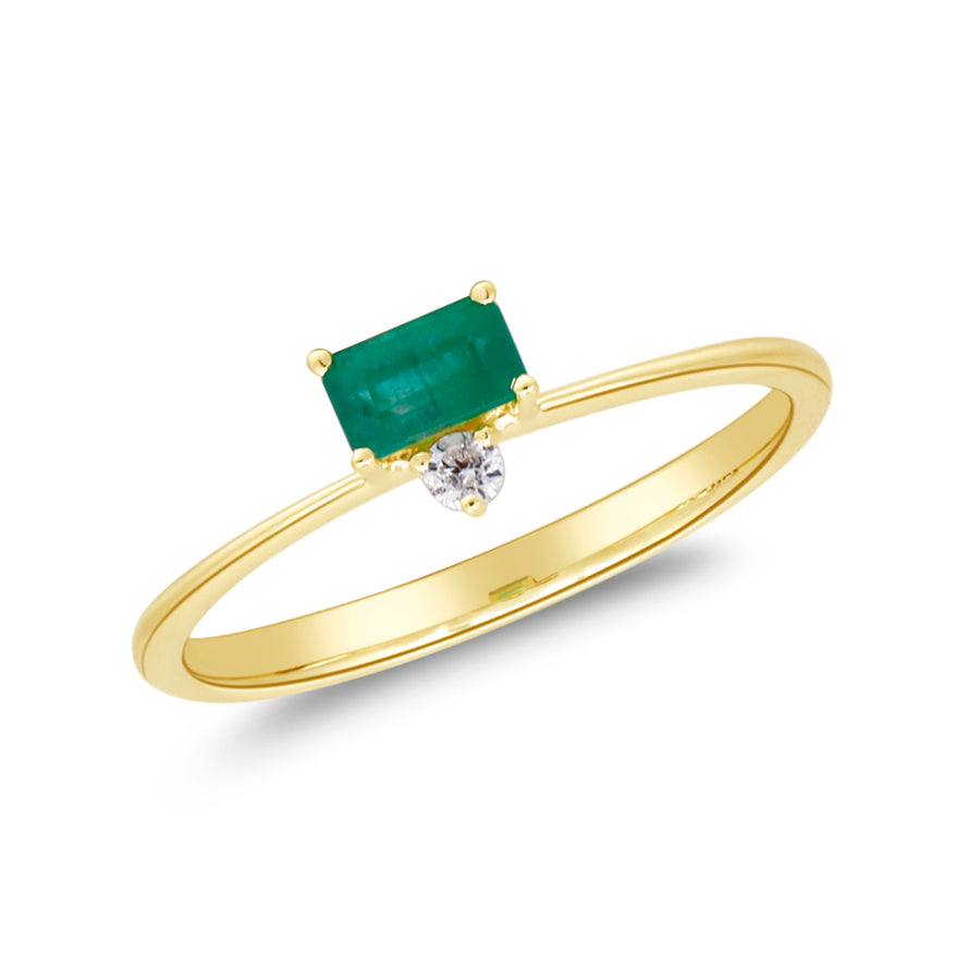 Mia 14K Yellow Gold Emerald -Cut Natural Zambian Emerald Ring