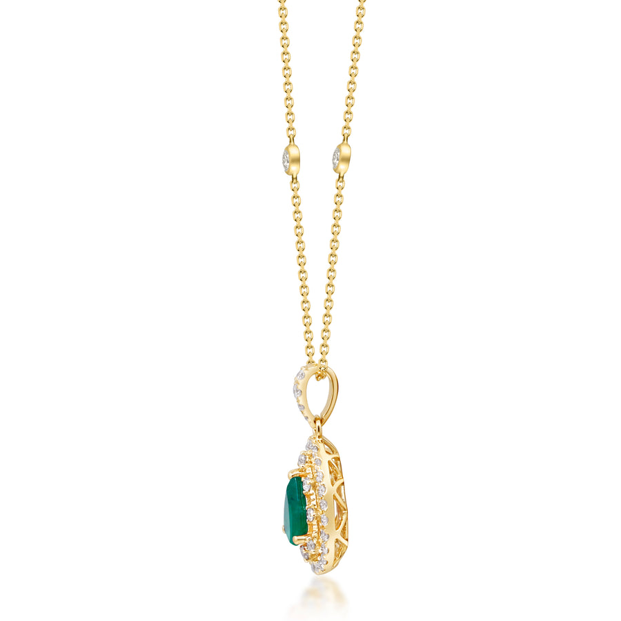 Jaylee 14K Yellow Gold Pear-Cut Emerald Pendant