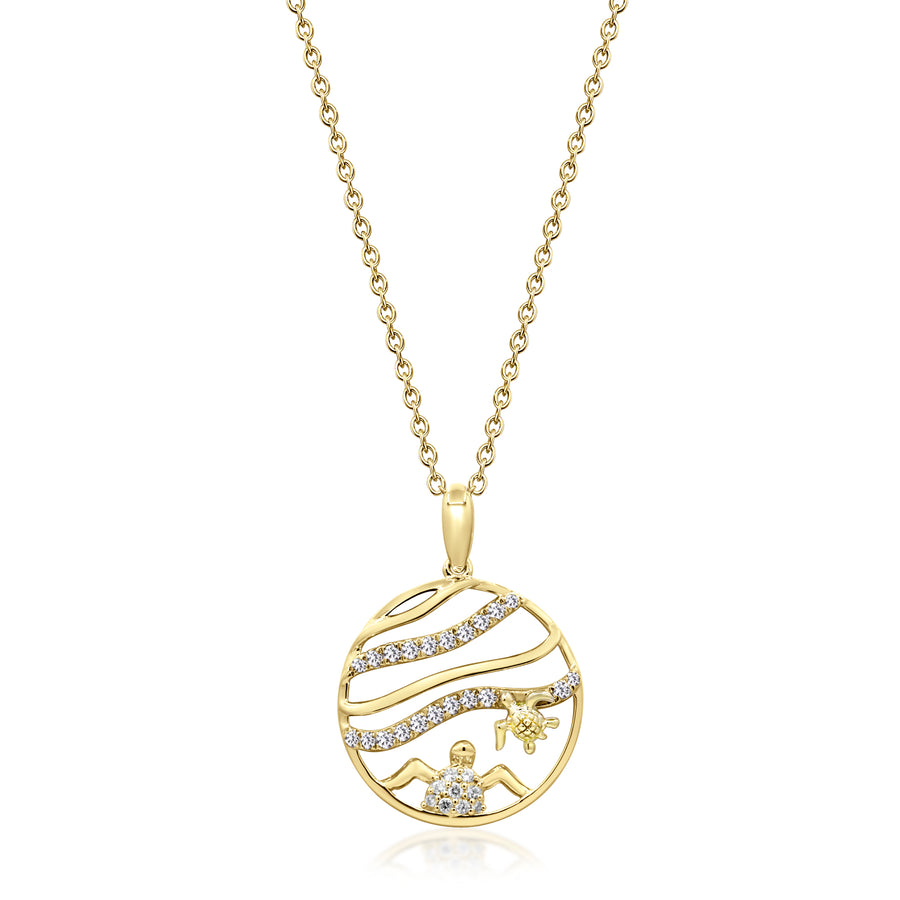 Gin and Grace in collaboration with Smithsonian Museum Collection presents a serene underwater Pendant in 14K Yellow gold and Diamond for exclusive everyday look