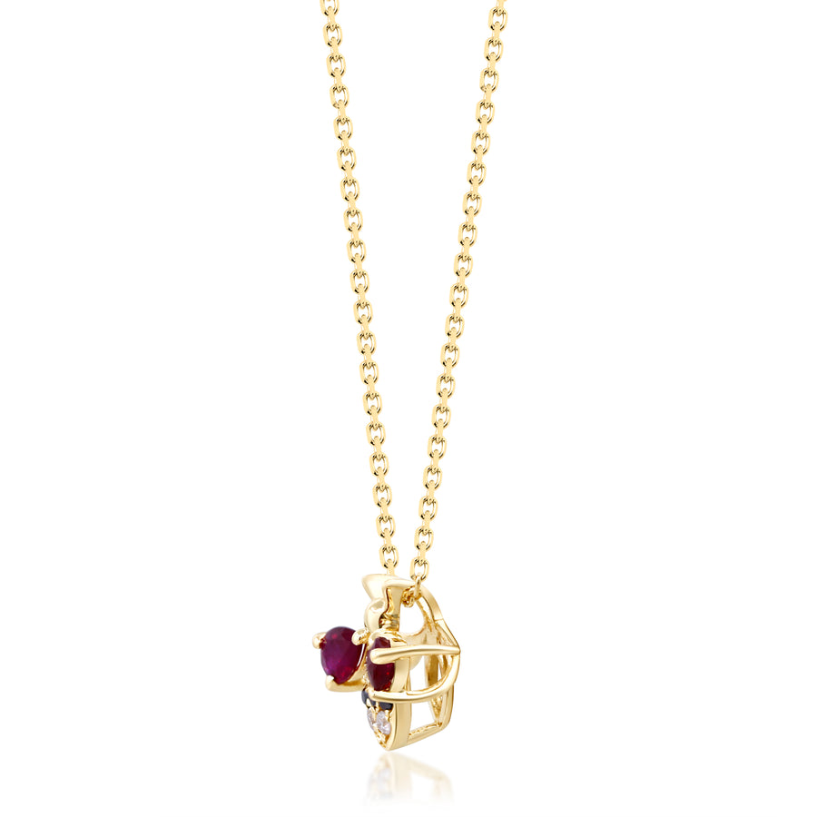 Gin and Grace in collaboration with Smithsonian Museum Collection presents delicate Mozambique Ruby Bee Pendant in 14K Yellow gold and Diamond to show off the energetic personality of yours.