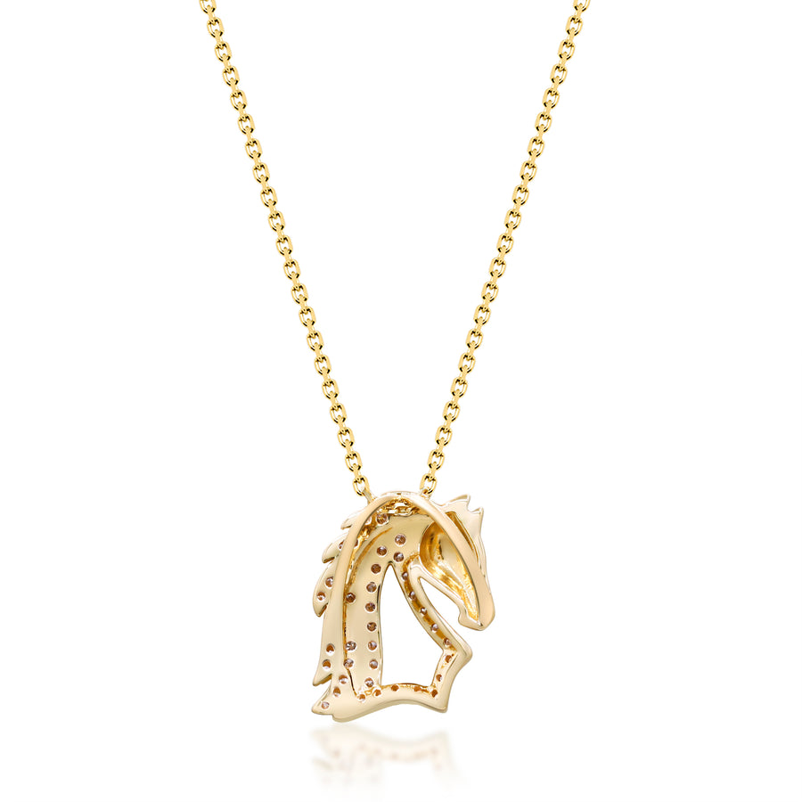 Gin and Grace in collaboration with Smithsonian Museum Collection presents power horse Necklace in 14K Yellow gold and Diamond for exclusive everyday look