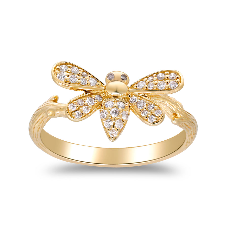 Gin and Grace in collaboration with Smithsonian Museum Collection presents firefly ring in 14K Yellow gold and Diamond for people with an active life style
