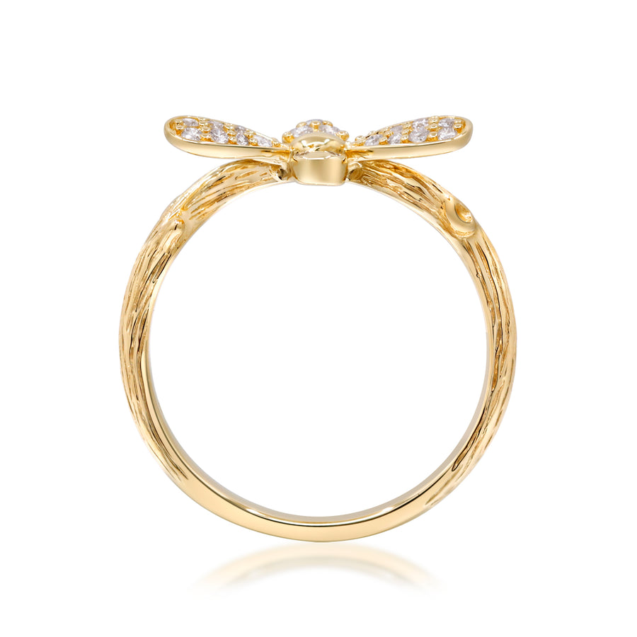 Gin and Grace in collaboration with Smithsonian Museum Collection presents firefly ring in 14K Yellow gold and Diamond for people with an active life style