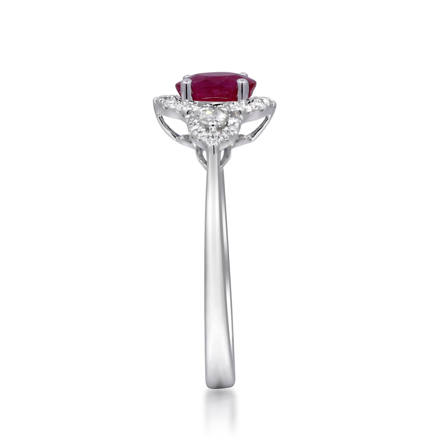 Vida 14K White Gold Oval-Cut  Mozambique Ruby Ring