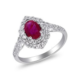 Adeline 14K White Gold Oval-Cut Mozambique Ruby Ring