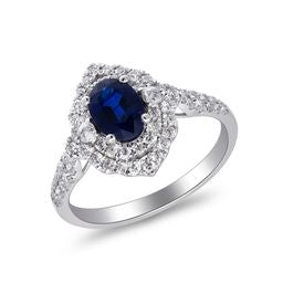 Lydia 14K White Gold Oval-Cut Blue Sapphire Ring