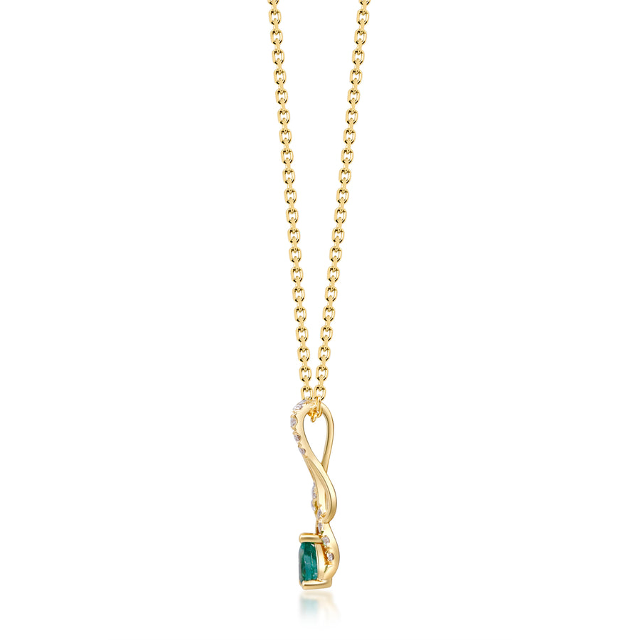 Gin and Grace in collaboration with Smithsonian Museum Collection presents Triumph emerald leaf  necklace in 14K Yellow gold and Diamond for exclusive everyday look