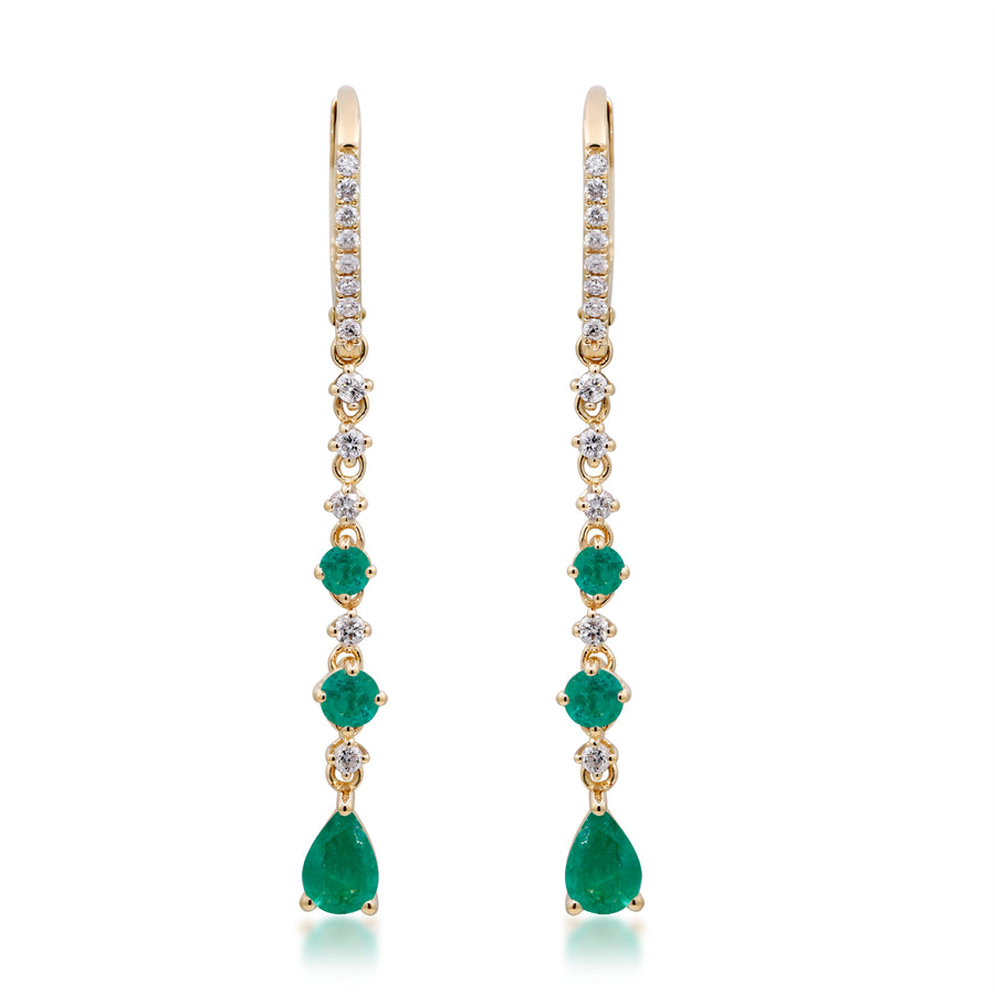 Cecilia 14K Yellow Gold Pear-Cut Natural Zambian Emerald Earring
