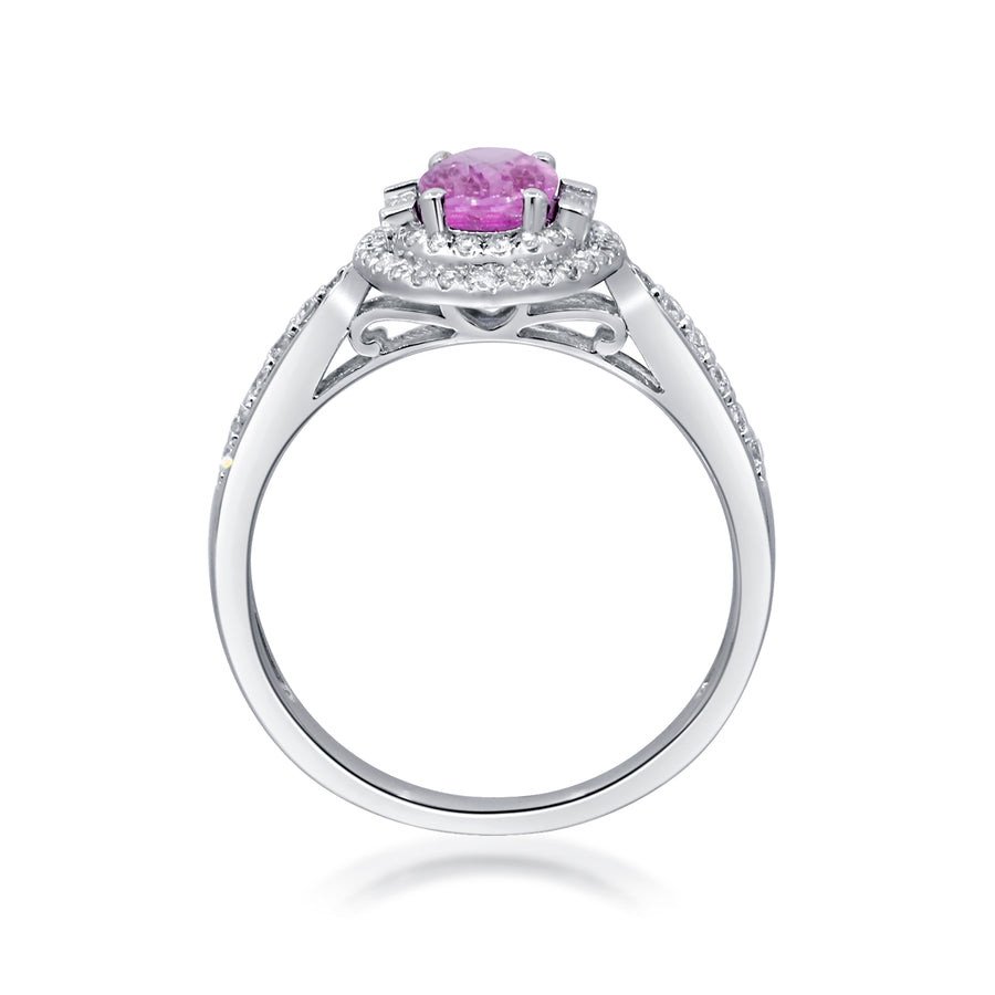 Evelyn 14K White Gold Oval-cut Pink Sapphire Ring