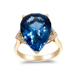 Kaylin 14K Yellow Gold Fancy-Cut Brazilian London Blue Topaz Ring