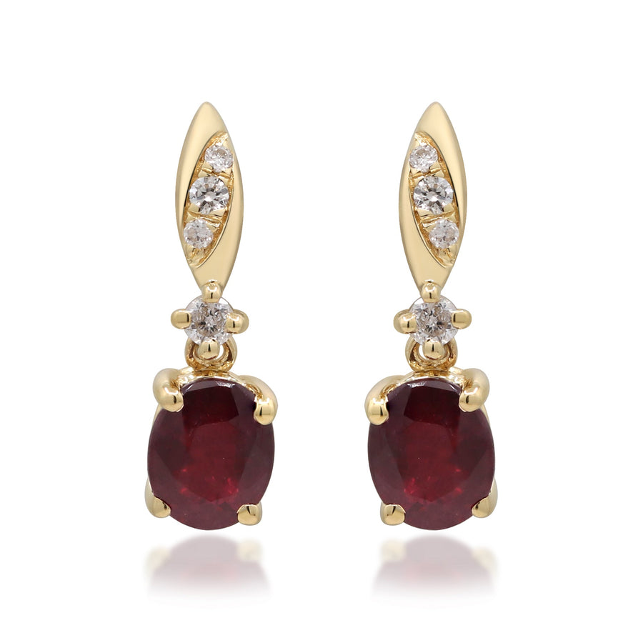 Aliyah 14K Yellow Gold Oval-Cut Mozambique Ruby Earrings