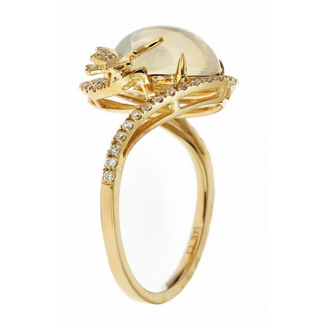 Ramona 14K Yellow Gold Cabochon-Cut Natural African Opal Ring