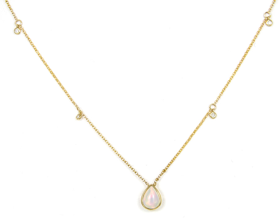Adalynn 10K Yellow Gold Pear-Cut Ethiopian Opal Necklace
