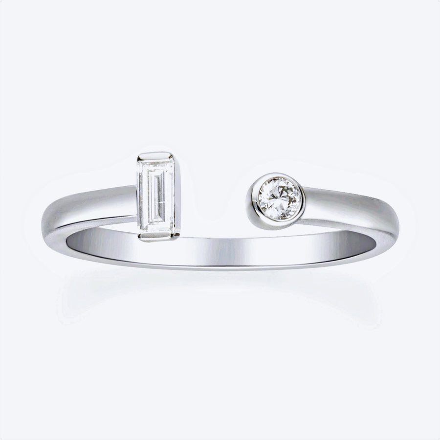 Ella 18K White Gold Emerald-Cut White Diamond Ring