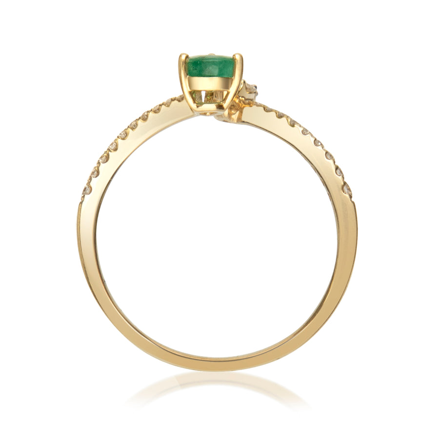 Melanie 14K Yellow Gold Pear-Cut Emerald Ring