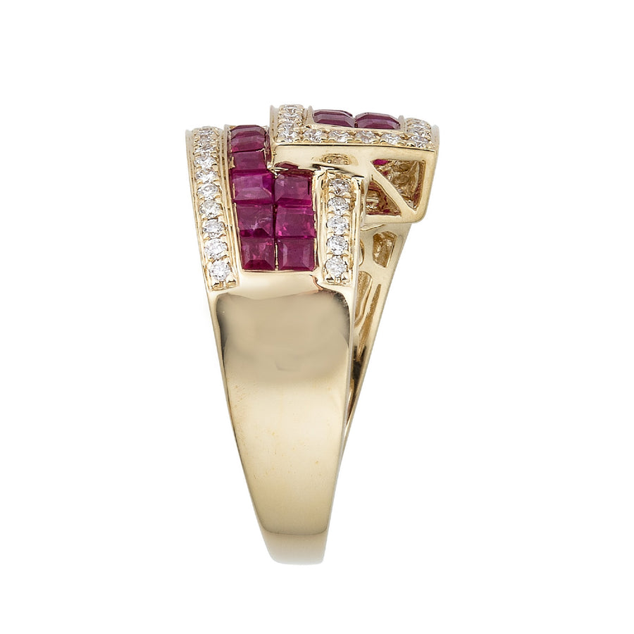 Aisha 10K Yellow Gold Square-Cut Mozambique Ruby Ring