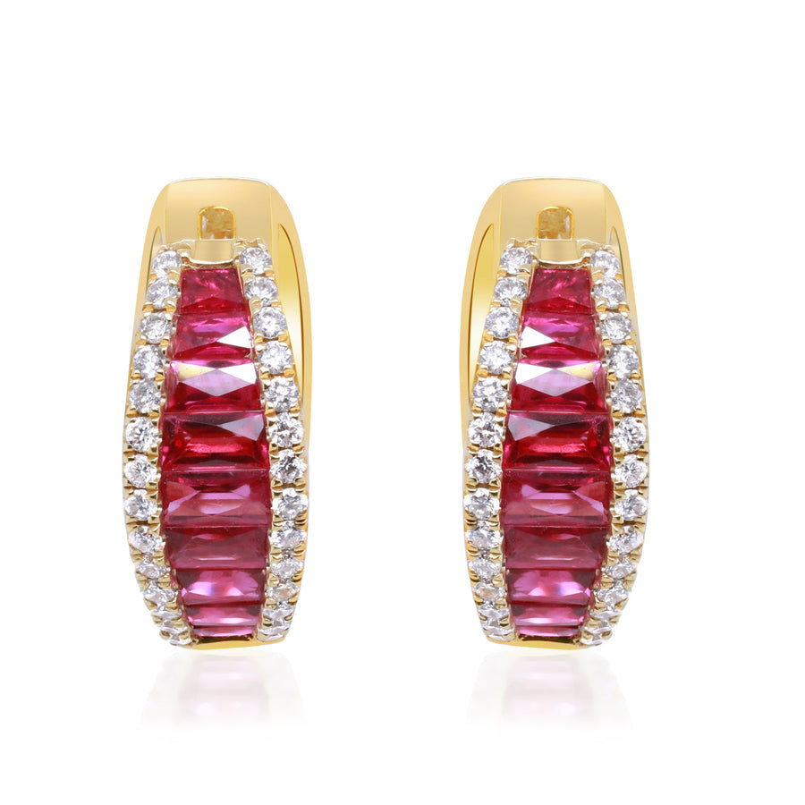 Milani 14K Yellow Gold Baguette-Cut Mozambique Ruby Earrings