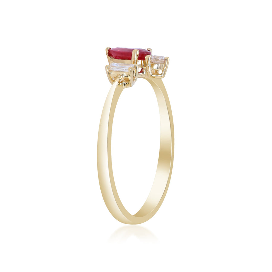 Alohi 18K Yellow Gold Pear-Cut Mozambique Ruby Ring