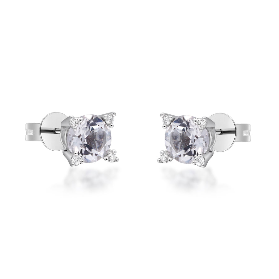 Lucy 10K White Gold Round-Cut White Topaz Earring