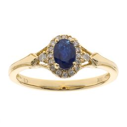 Kaydence 10K Yellow Gold Oval-Cut Blue Sapphire Ring