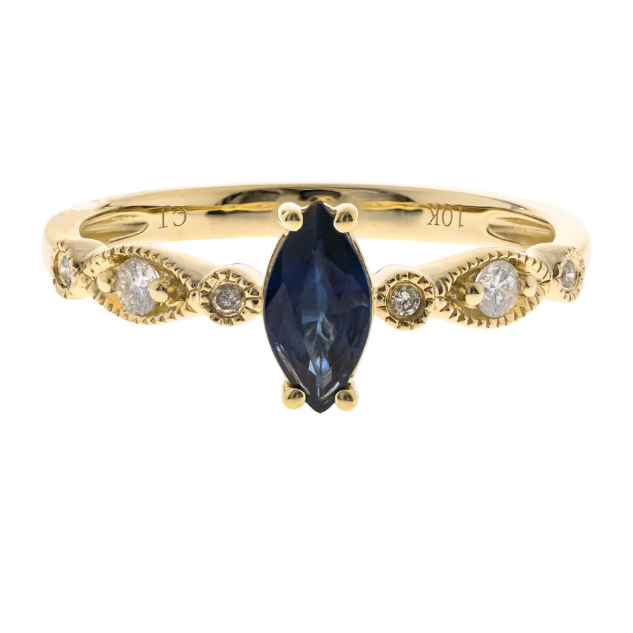 Ainhoa 10K Yellow Gold Marquise-Cut Ceylon Blue Sapphire Ring