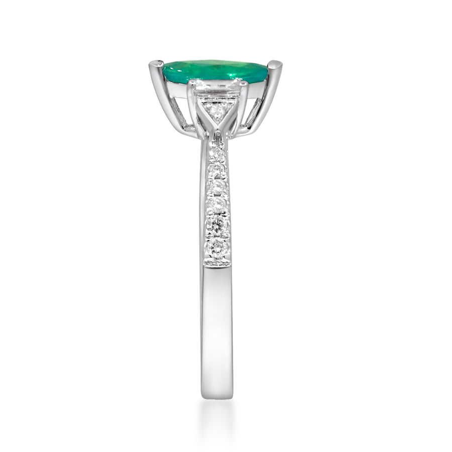 Evie 10K White Gold Marquise-Cut Emerald Ring