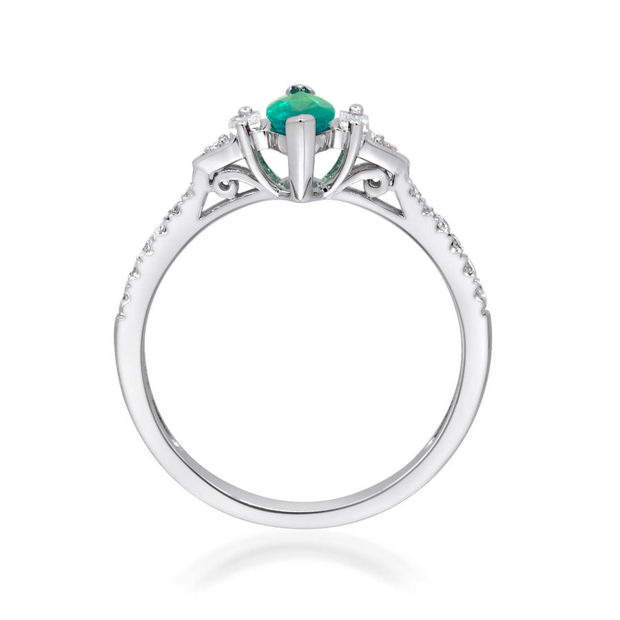 Evie 10K White Gold Marquise-Cut Emerald Ring