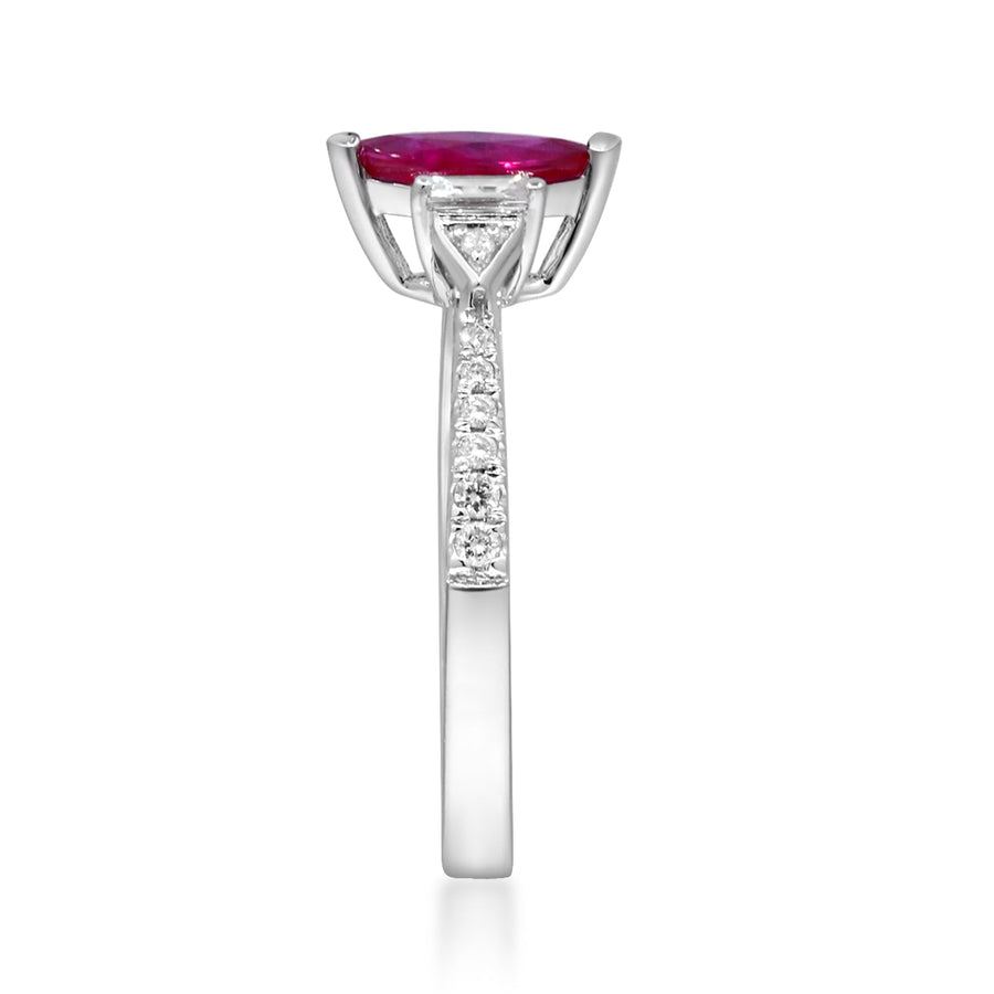 Elena 10K White Gold Marquise-Cut  Mozambique Ruby Ring
