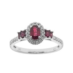 Penelope 10K White Gold Oval-Cut Mozambique Ruby Ring