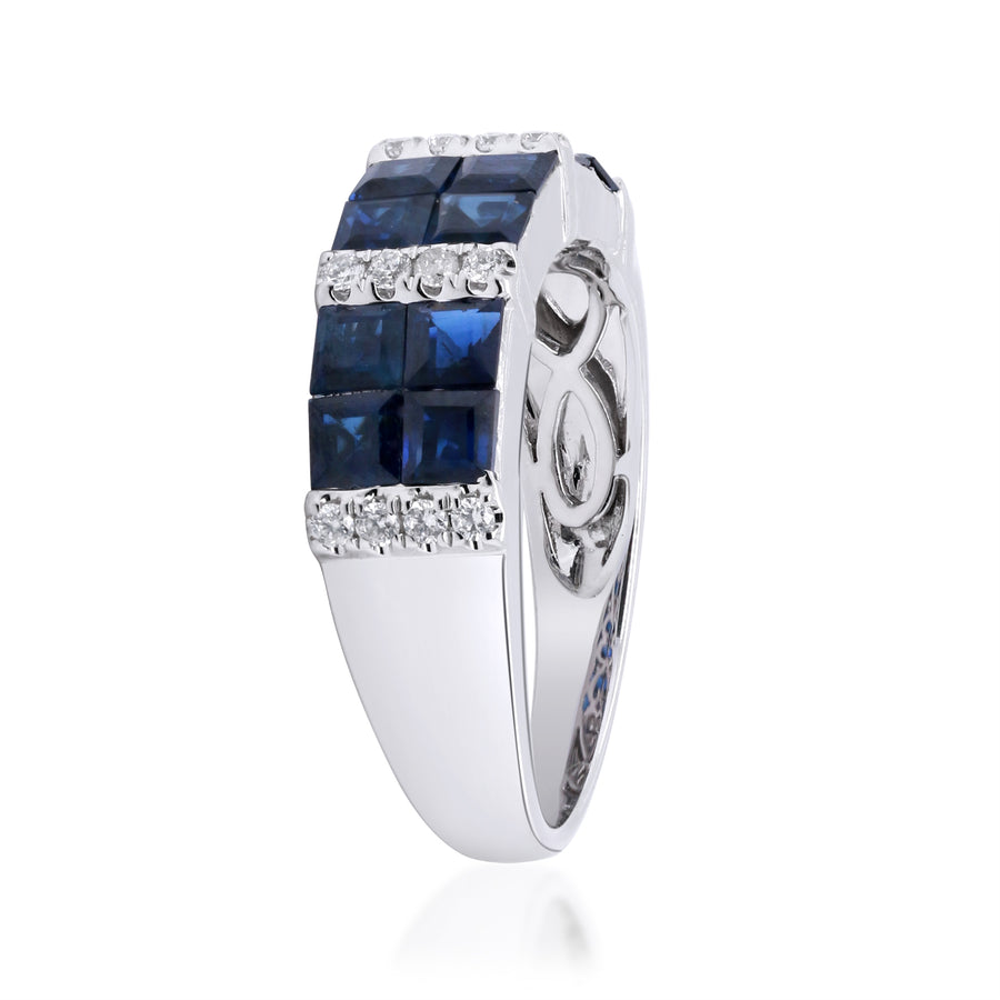 Gianna 14K White Gold Square-cut Ceylon Blue Sapphire Ring