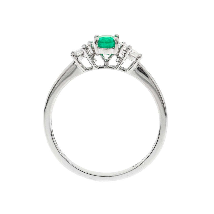 Alexandria 10K White Gold Oval-Cut Zambian Emerald Ring