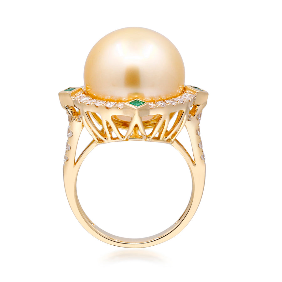 Alyssa 18K Yellow Gold Round-cut Pearl Ring