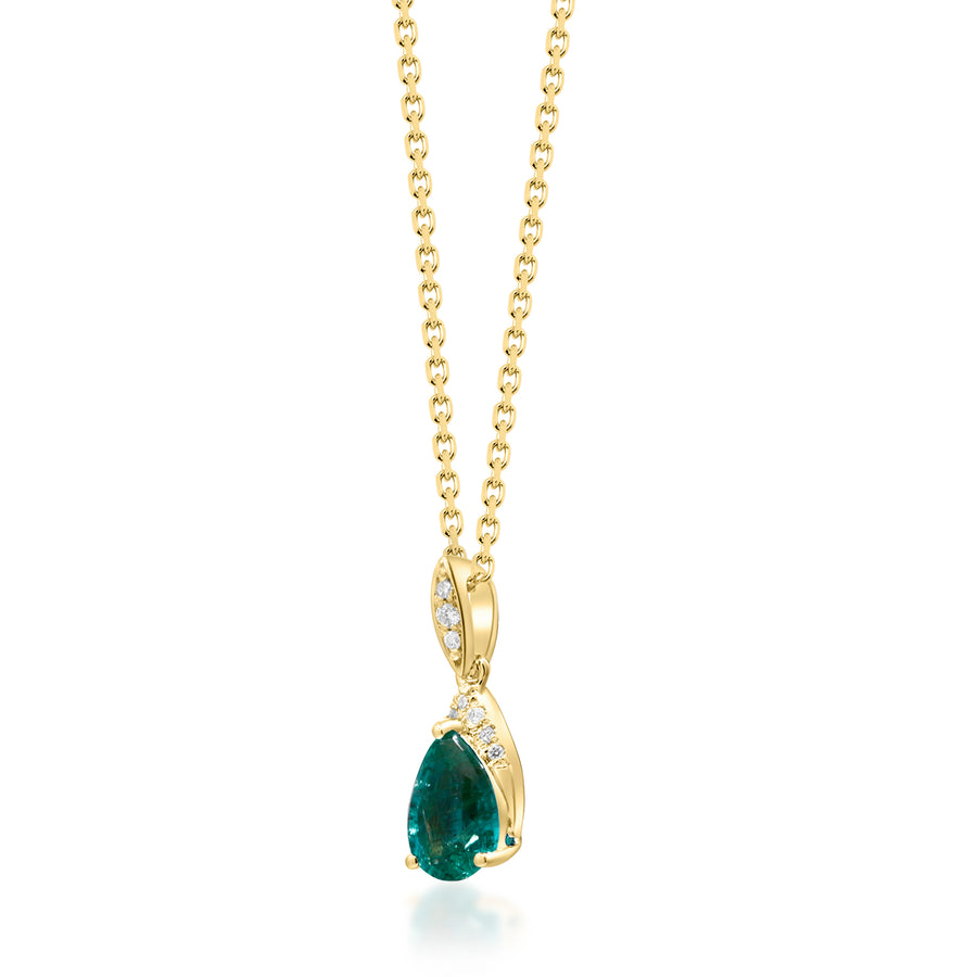 Nora 10K Yellow Gold Pear-Cut Natural Zambian Emerald Pendant