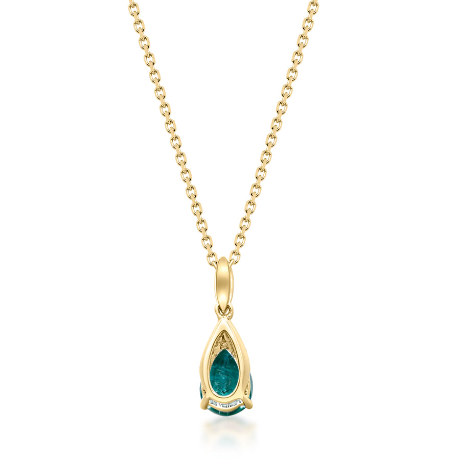Nora 10K Yellow Gold Pear-Cut Natural Zambian Emerald Pendant
