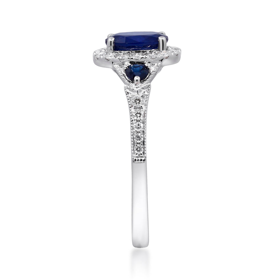 Fiona 14K White Gold Oval-Cut Blue Sapphire Ring