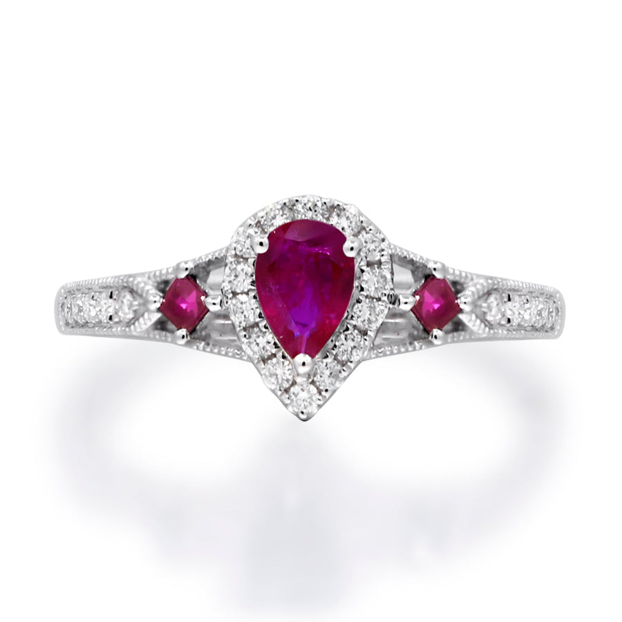 Willa 14K White Gold Pear-Cut Mozambique Ruby Ring