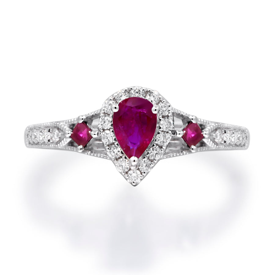 Willa 14K White Gold Pear-Cut Ruby Ring