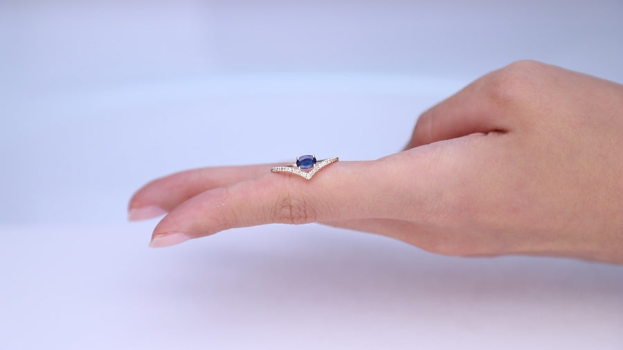 Alisson 10K Yellow Gold Oval-Cut Blue Sapphire Ring