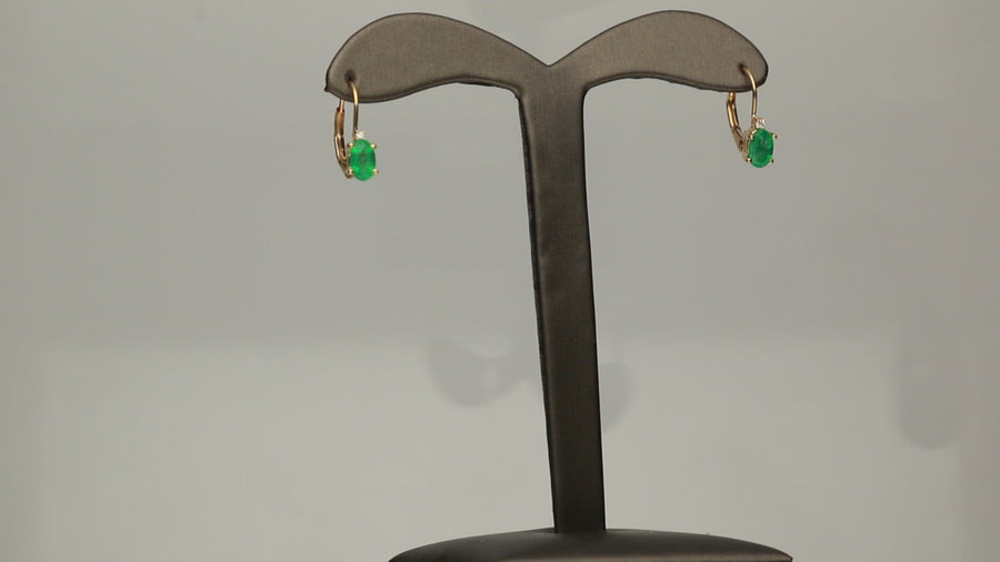 Blessing 10K Yellow Gold Oval-Cut Natural Zambian Emerald Earring