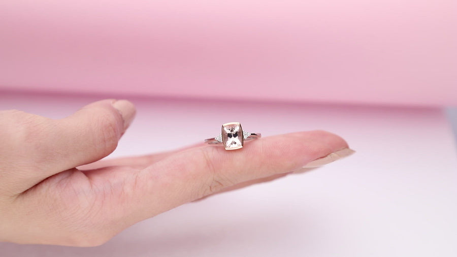 Holly 14K Two Tone Gold Cushion-Cut Madagascar Morganite Ring